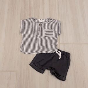 Baby Boy Grey and white Striped Short Set